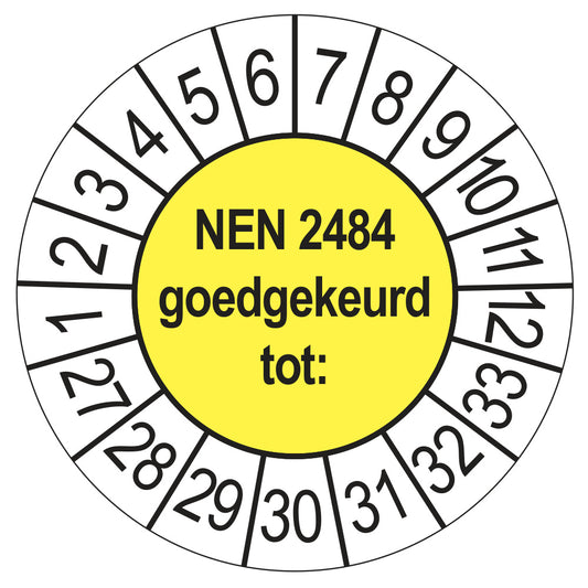 Keuringssticker NEN 2484 geel, Ø 35 mm