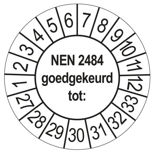 Keuringssticker NEN 2484 wit, Ø 35 mm