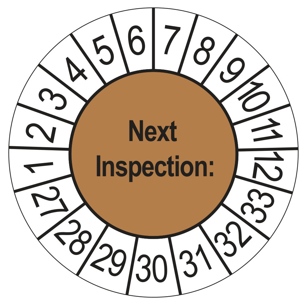 Next Inspection keuringssticker bruin 2027