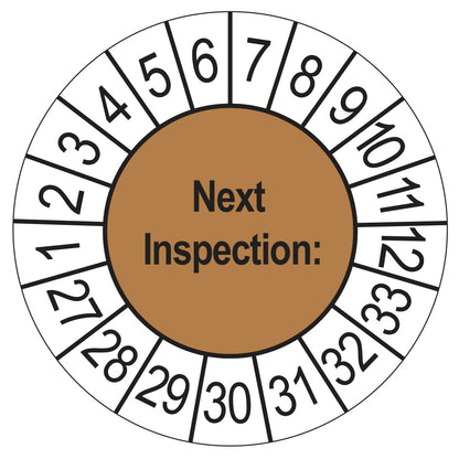 Next Inspection keuringssticker bruin 2027