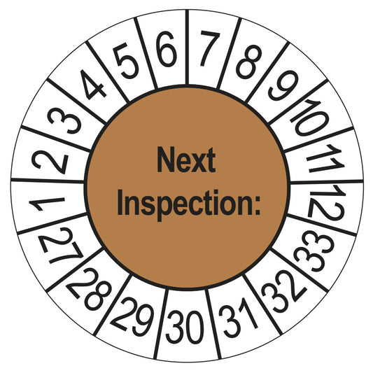Next Inspection keuringssticker bruin 2027