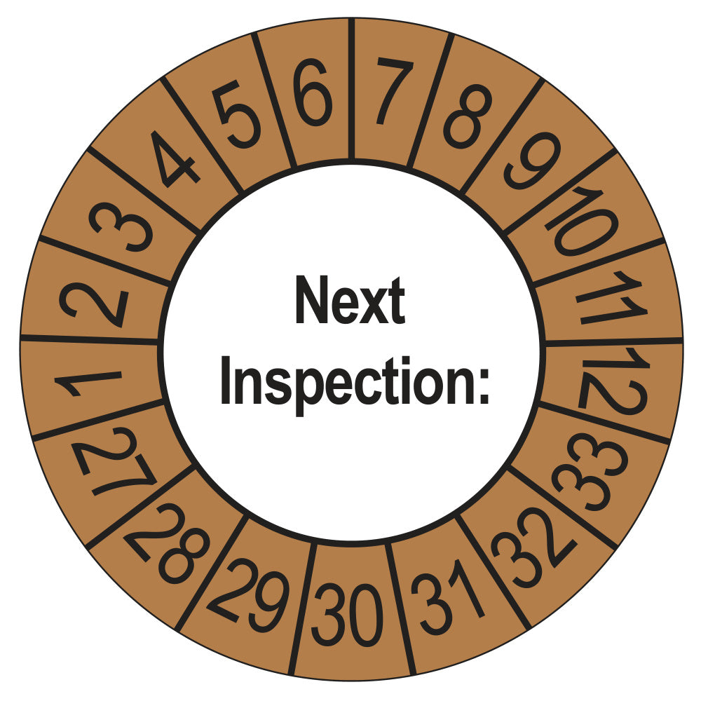 Next Inspection keuringssticker buiten bruin 2027