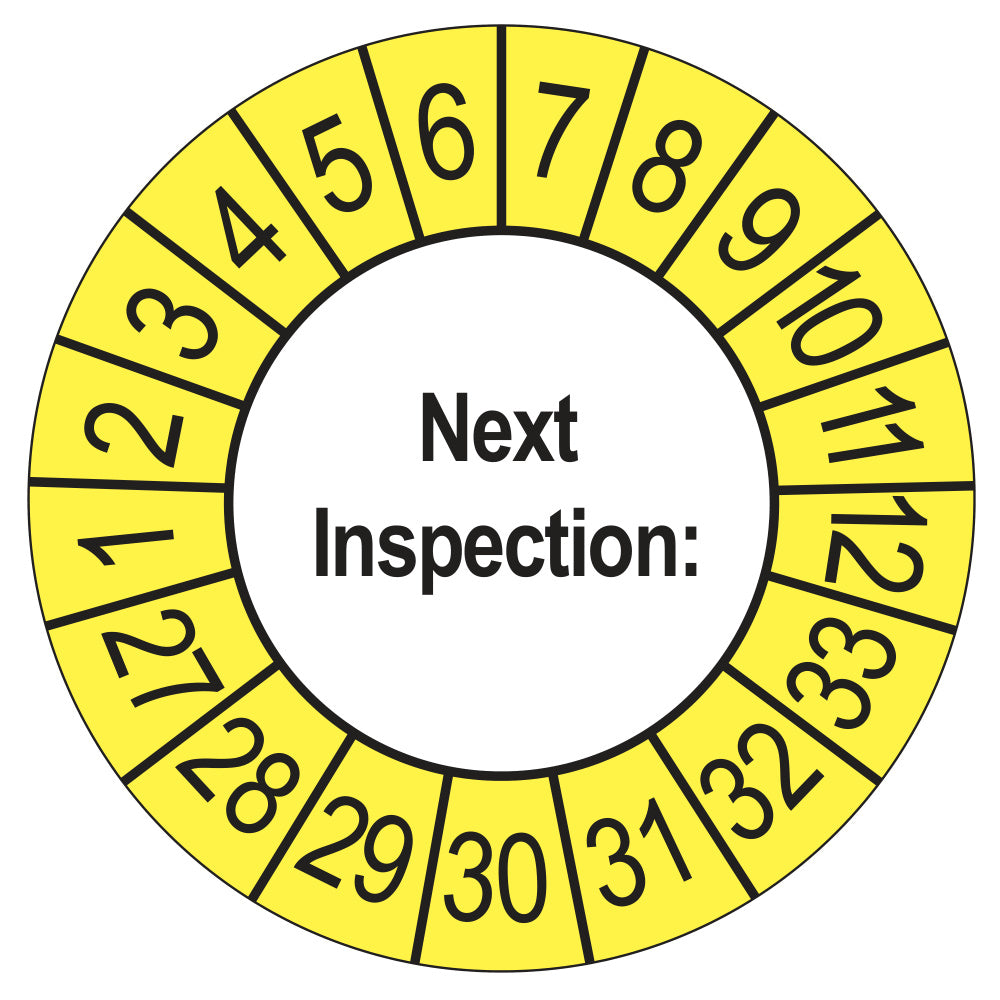 Next Inspection keuringssticker buiten geel 2027