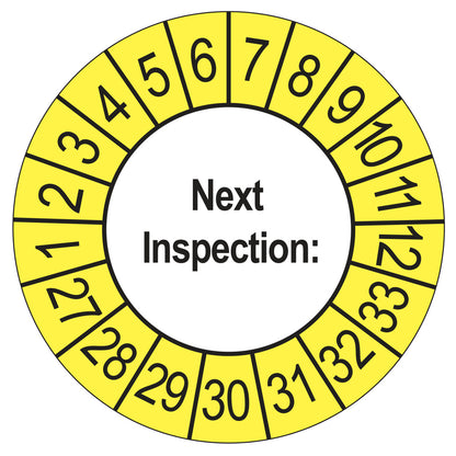 Next Inspection keuringssticker buiten geel 2027