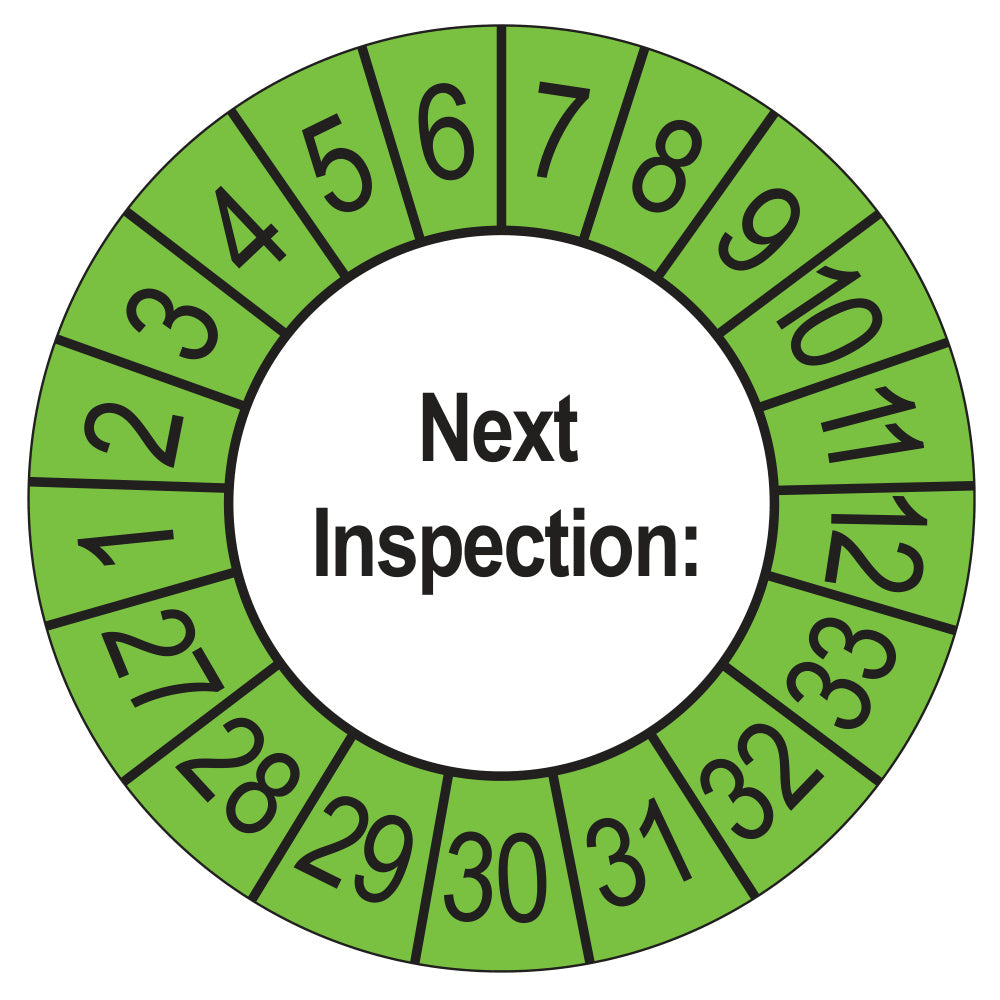 Next Inspection keuringssticker buiten groen 2027