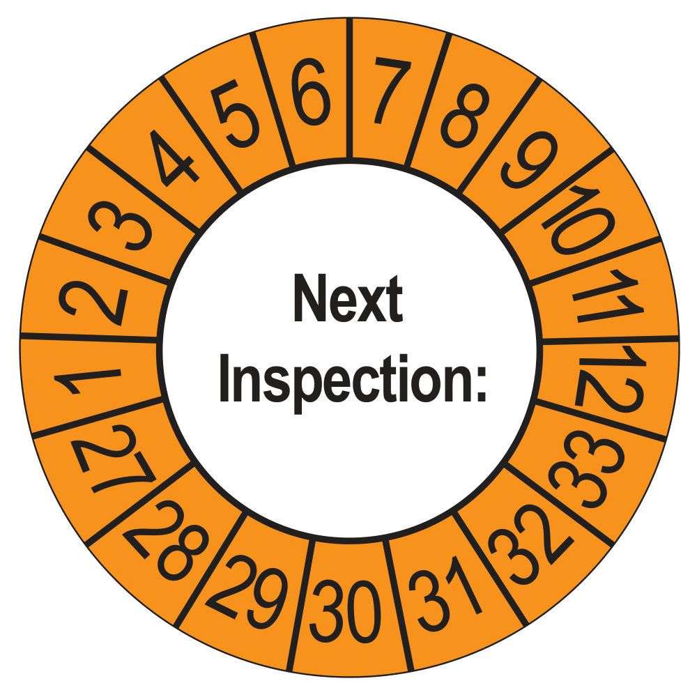 Next Inspection keuringssticker buiten oranje 2027