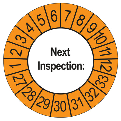Next Inspection keuringssticker buiten oranje 2027