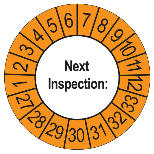 Next Inspection keuringssticker buiten oranje 2027
