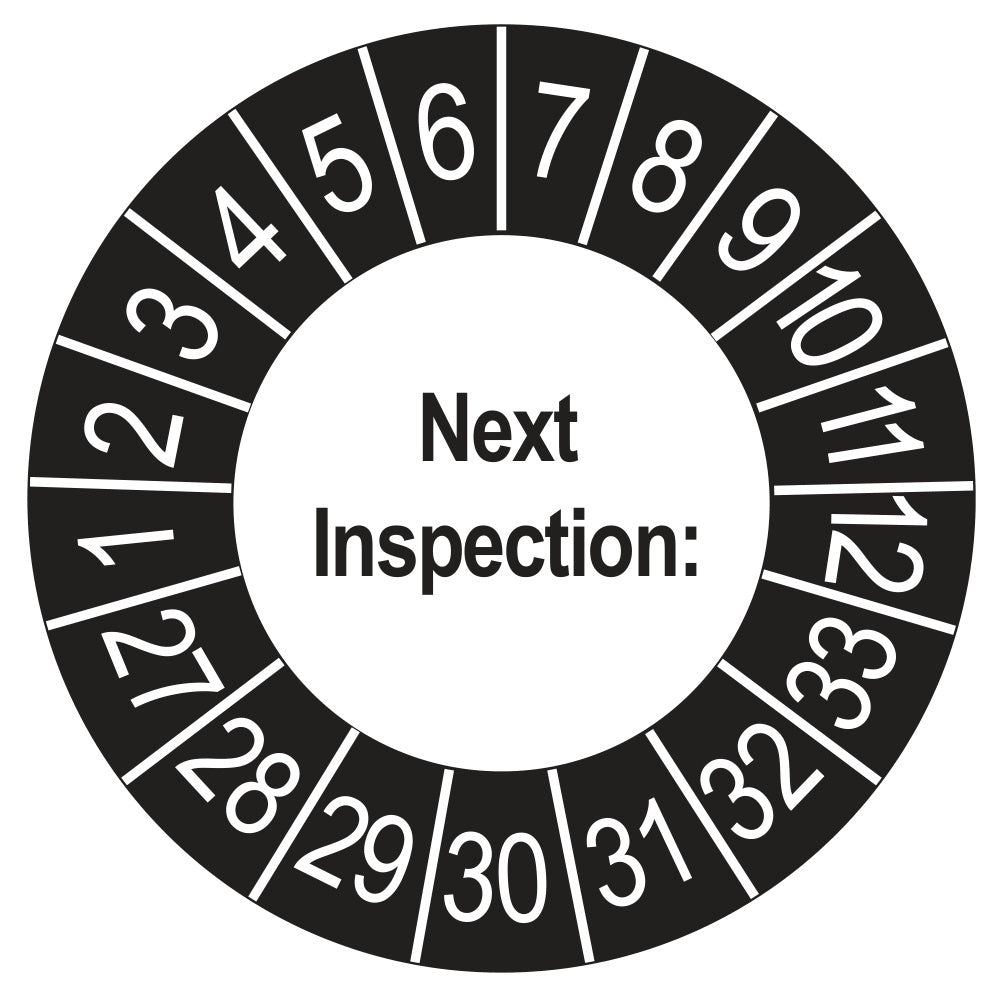 Next Inspection keuringssticker buiten zwart 2027
