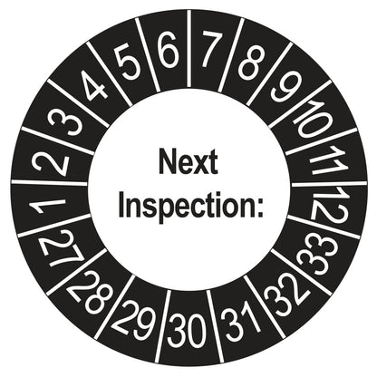 Next Inspection keuringssticker buiten zwart 2027