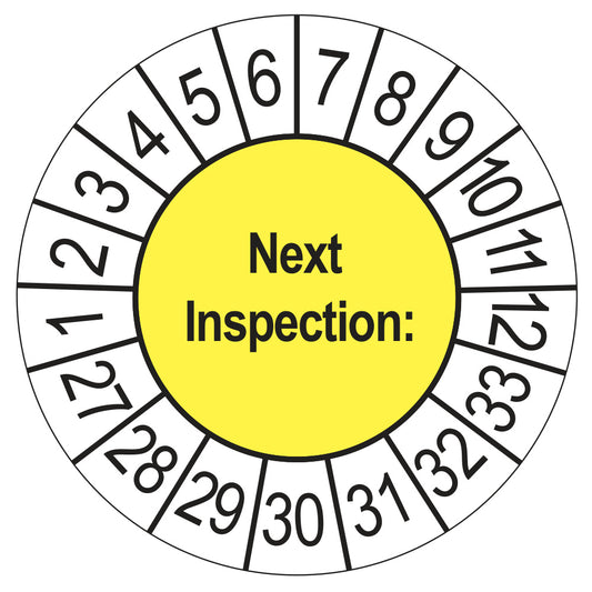 Next Inspection keuringssticker geel 2027