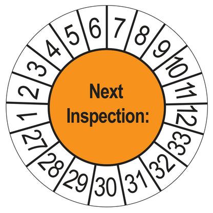 Next Inspection keuringssticker oranje 2027