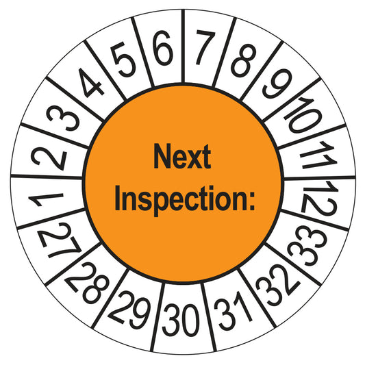 Next Inspection keuringssticker oranje 2027