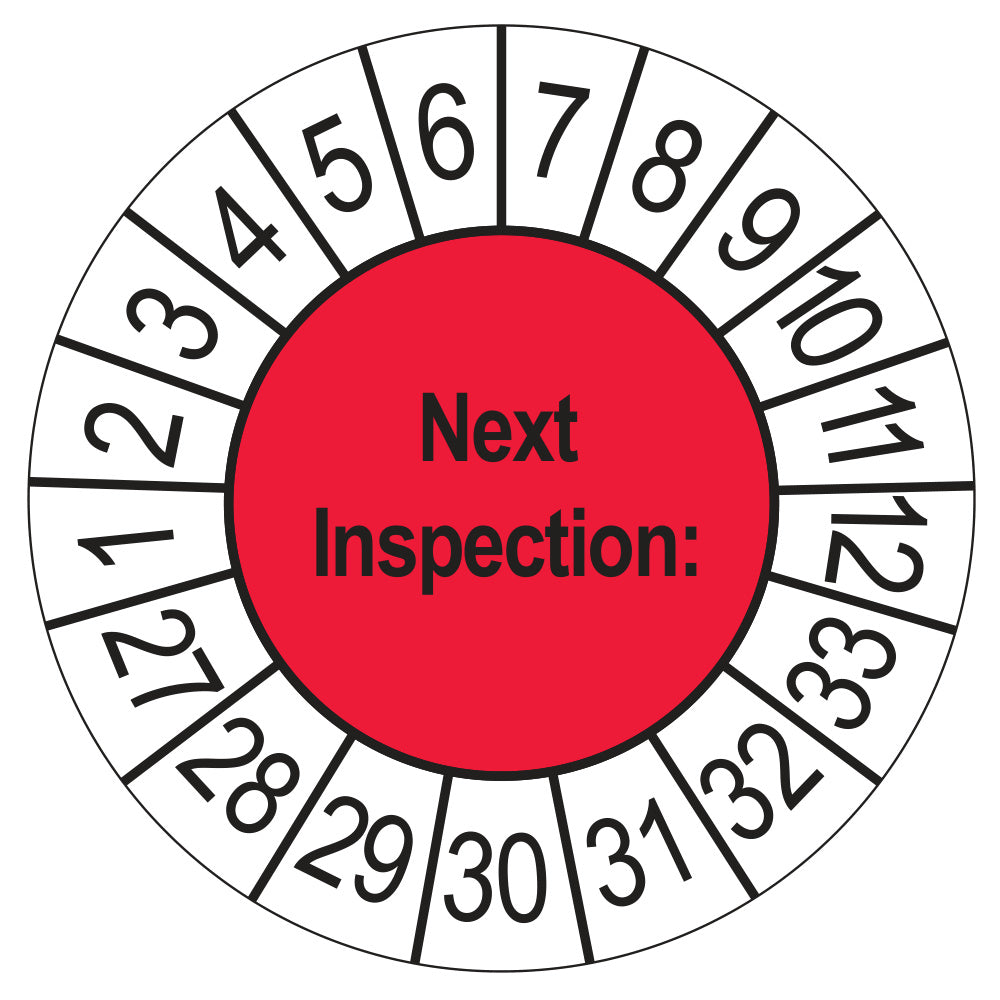 Next Inspection keuringssticker rood 2027
