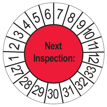 Next Inspection keuringssticker rood 2027
