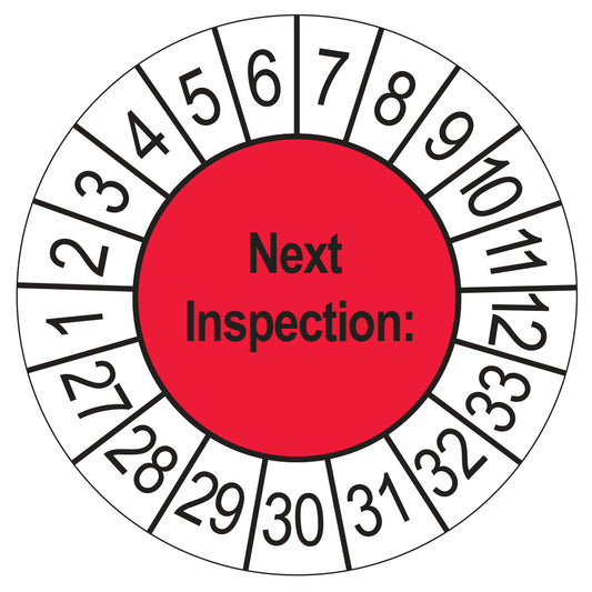 Next Inspection keuringssticker rood 2027