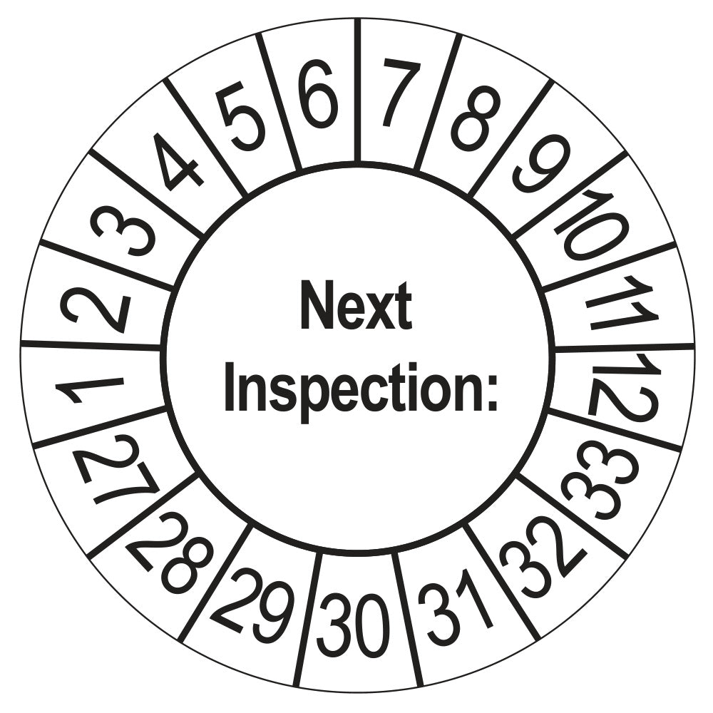 Next Inspection keuringssticker wit 2027