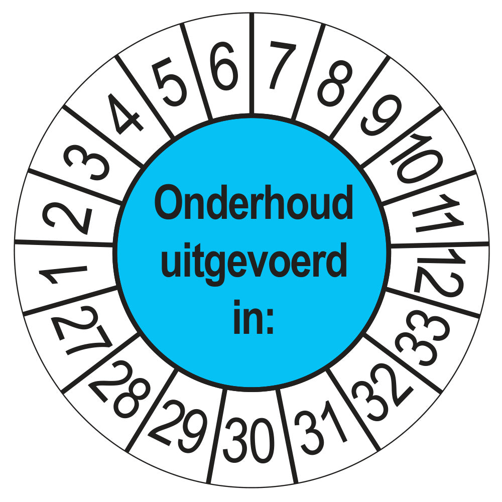 Keuringsstickers Onderhoud Uitgevoerd 2027 | 50 stuks, Ø 35 mm | Blauw