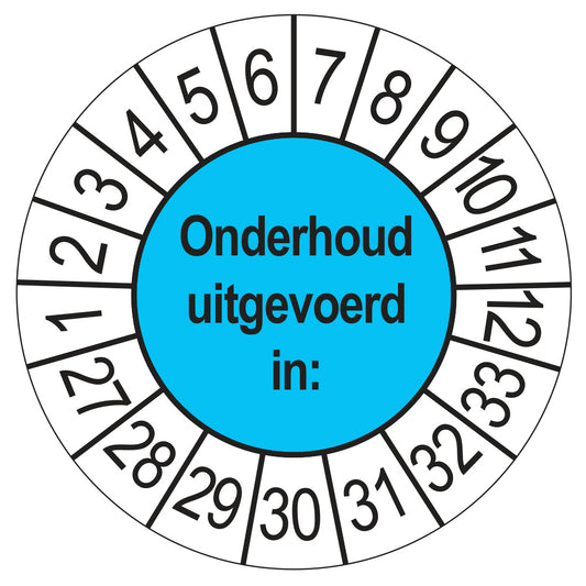 Keuringsstickers Onderhoud Uitgevoerd 2027 | 50 stuks, Ø 35 mm | Blauw