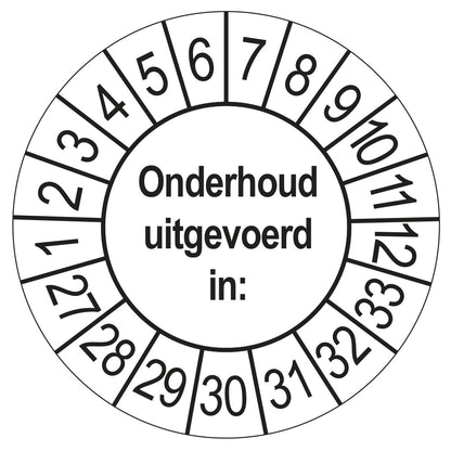 Keuringsstickers Onderhoud Uitgevoerd 2027 | 50 stuks, Ø 35 mm | Wit