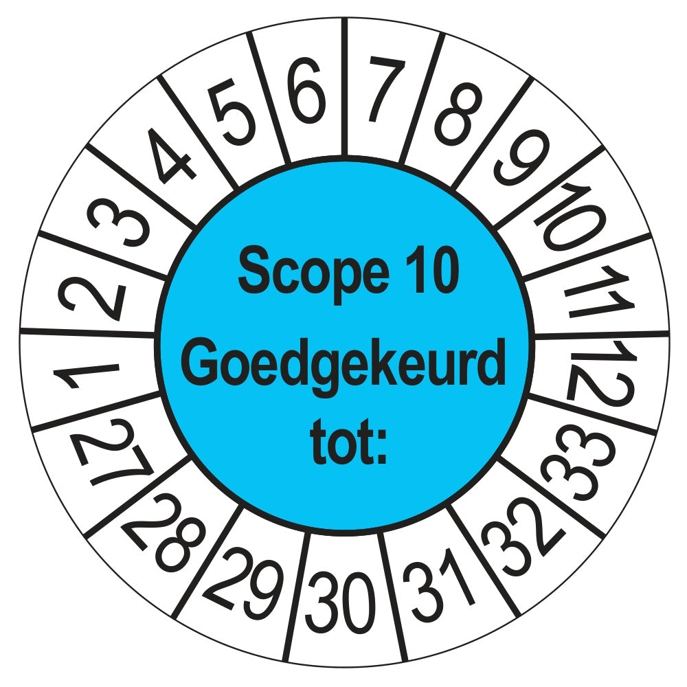 Keuringssticker SCIOS Scope 10 Goedgekeurd tot, blauw, Ø 35 mm