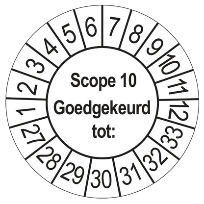 Keuringssticker SCIOS Scope 10 Goedgekeurd tot, wit, Ø 35 mm