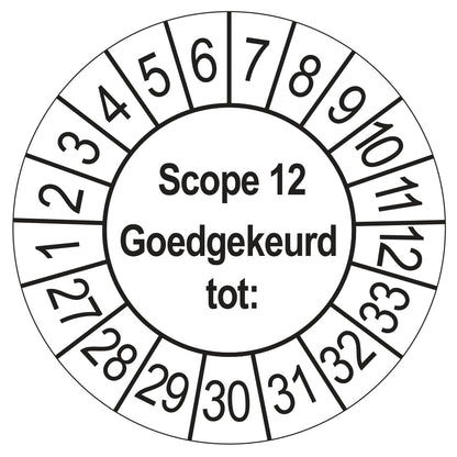 Keuringssticker SCIOS Scope 12 Goedgekeurd tot, wit, Ø 35 mm
