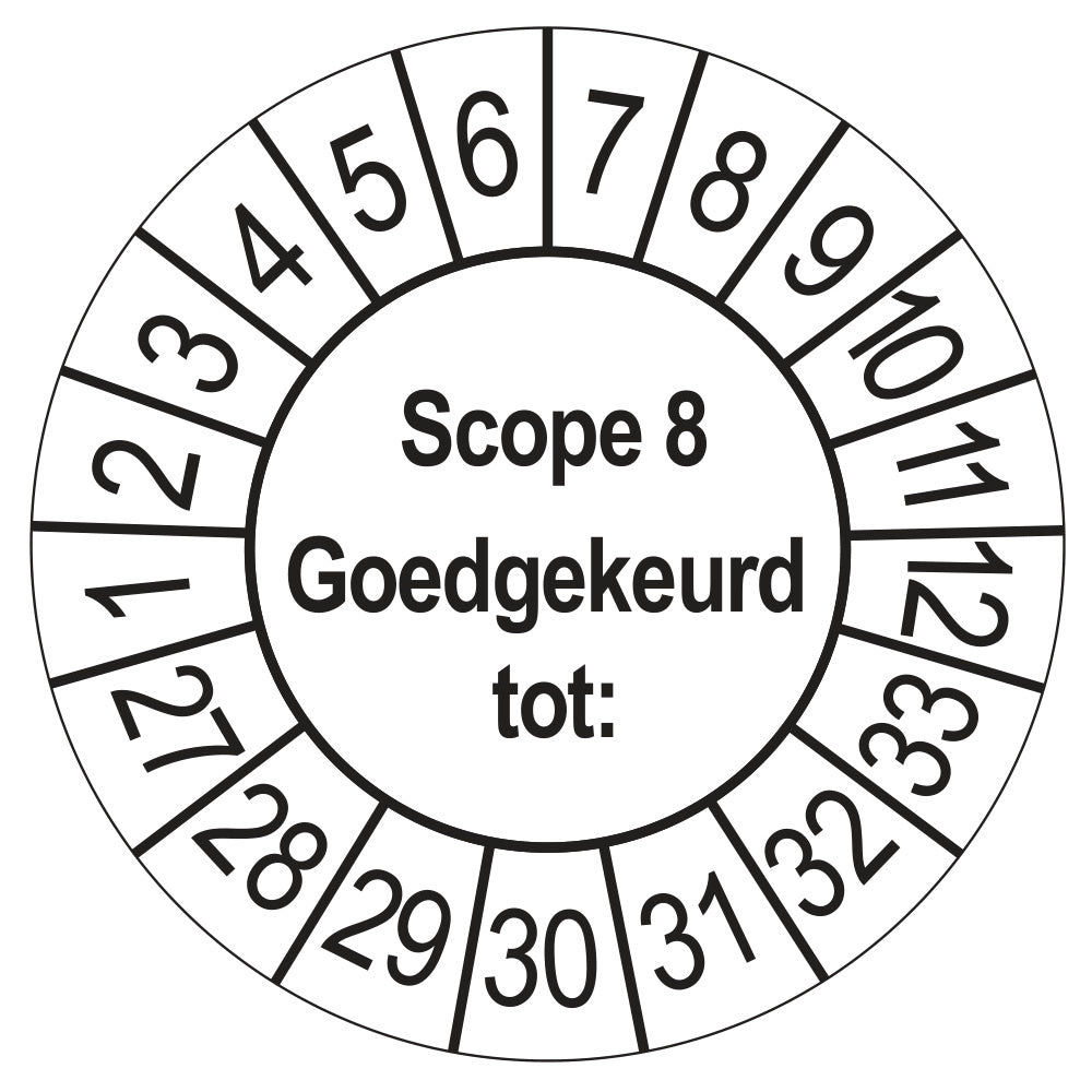 Keuringssticker SCIOS Scope 8 Goedgekeurd tot, wit, Ø 35 mm