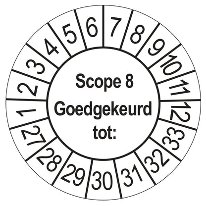 Keuringssticker SCIOS Scope 8 Goedgekeurd tot, wit, Ø 35 mm