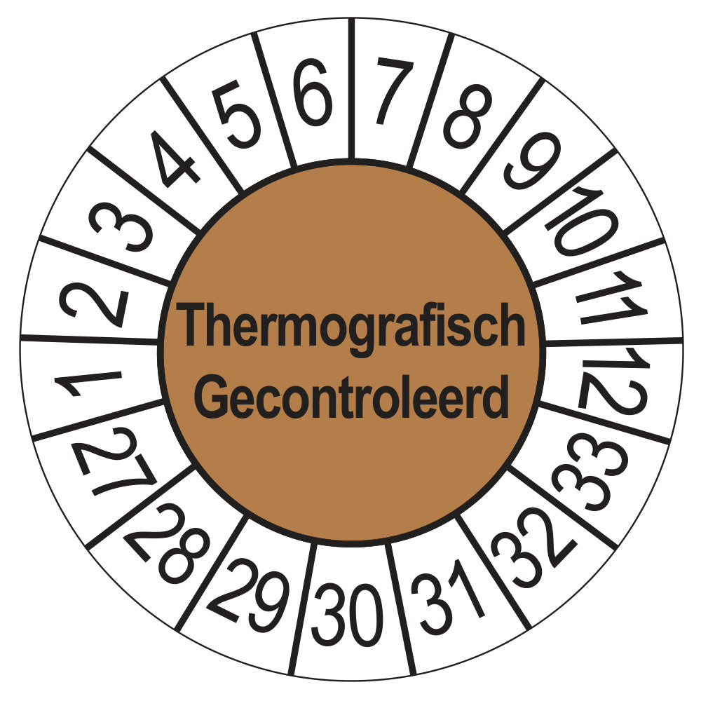 Thermografisch Gecontroleerd keuringssticker bruin 2027