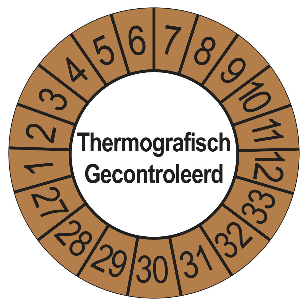 Thermografisch Gecontroleerd keuringssticker buiten bruin 2027