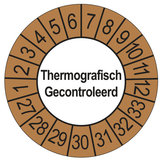 Thermografisch Gecontroleerd keuringssticker buiten bruin 2027