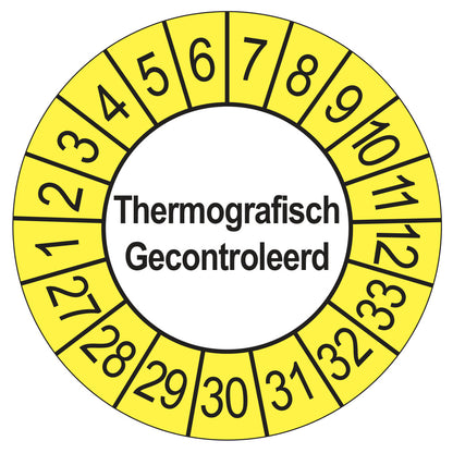 Thermografisch Gecontroleerd keuringssticker buiten geel 2027