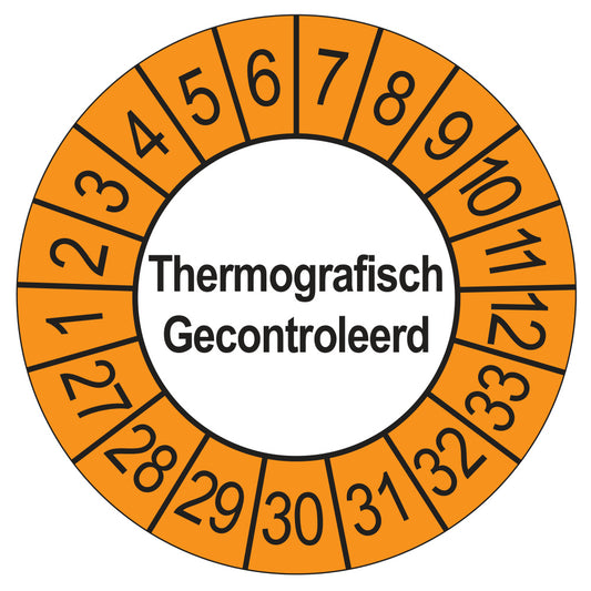Thermografisch Gecontroleerd keuringssticker buiten oranje 2027