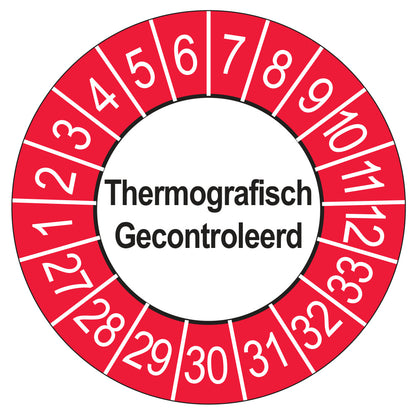 Thermografisch Gecontroleerd keuringssticker buiten rood 2027