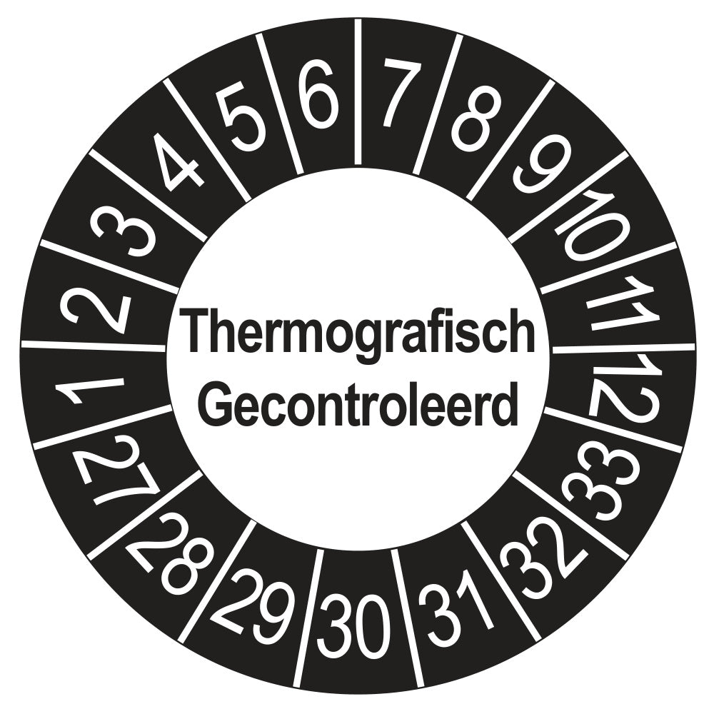 Thermografisch Gecontroleerd keuringssticker buiten zwart 2027