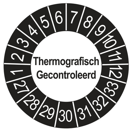 Thermografisch Gecontroleerd keuringssticker buiten zwart 2027