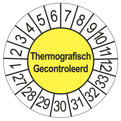 Thermografisch Gecontroleerd keuringssticker geel 2027