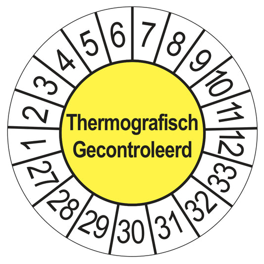 Thermografisch Gecontroleerd keuringssticker geel 2027