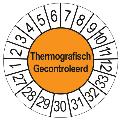 Thermografisch Gecontroleerd keuringssticker oranje 2027