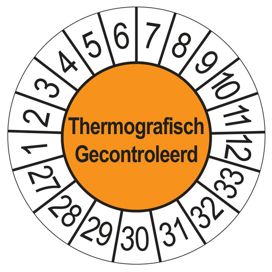 Thermografisch Gecontroleerd keuringssticker oranje 2027