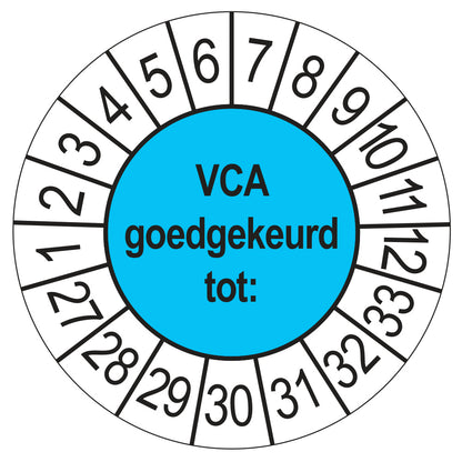 Keuringsstickers VCA 2027 | 50 stuks, Ø 35 mm | Blauw