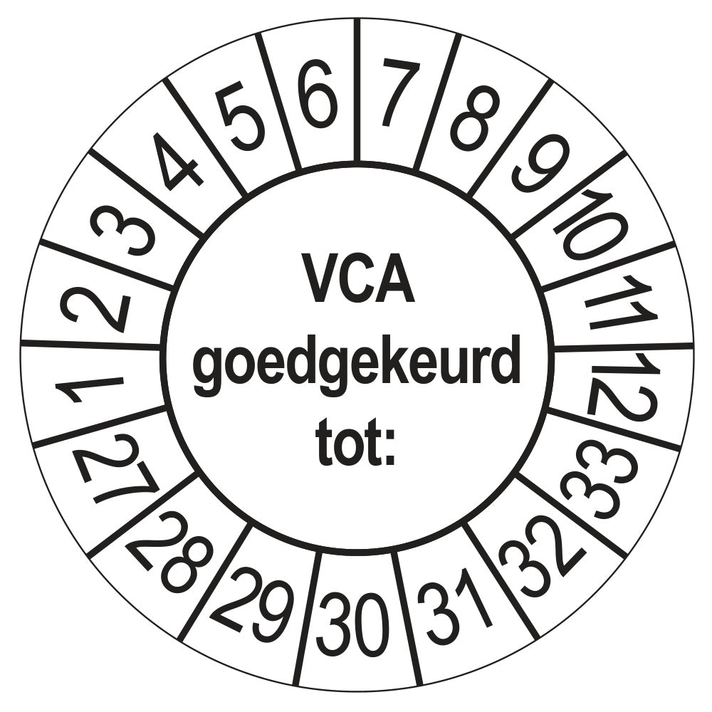 Keuringsstickers VCA 2027 | 50 stuks, Ø 35 mm | Wit