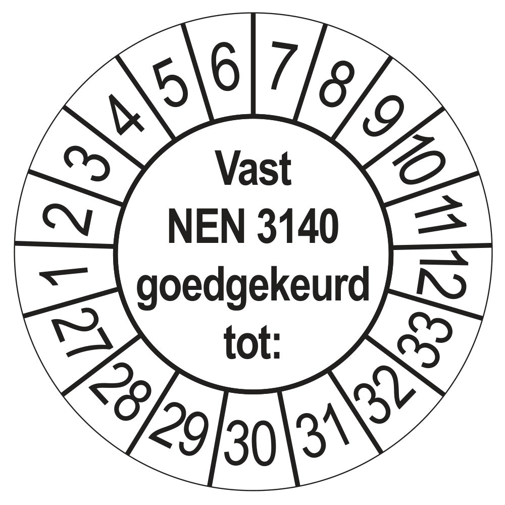 Vast NEN 3140 keuringssticker wit 2027