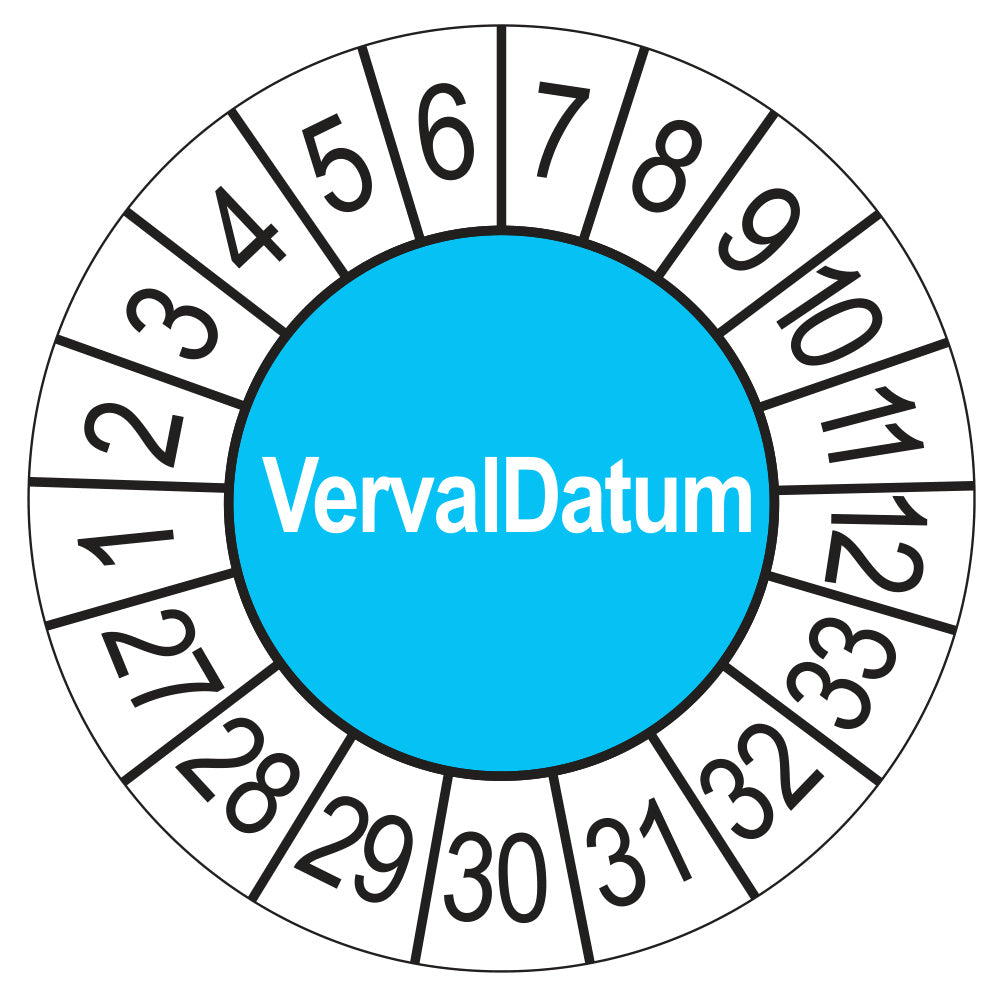 Keuringssticker Vervaldatum 2027, blauw, Ø 35 mm