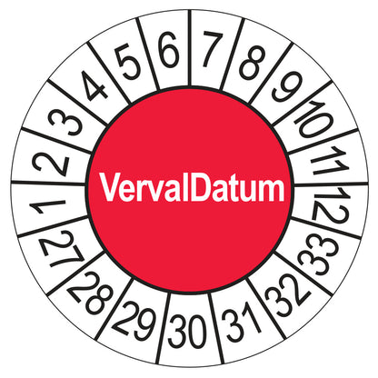 Keuringssticker Vervaldatum 2027, rood, Ø 35 mm