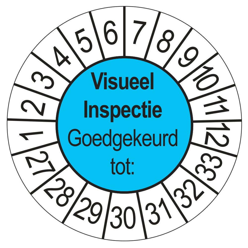 Keuringssticker Visuele Inspectie blauw, Ø 35 mm