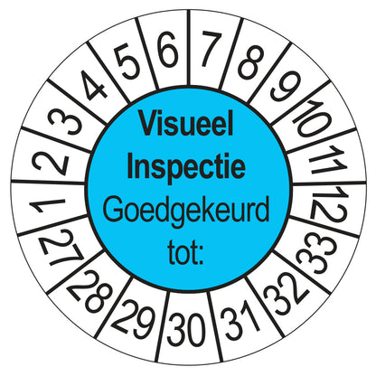 Keuringssticker Visuele Inspectie blauw, Ø 35 mm