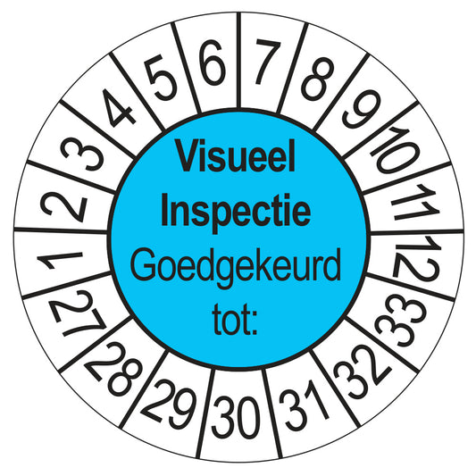 Keuringssticker Visuele Inspectie blauw, Ø 35 mm