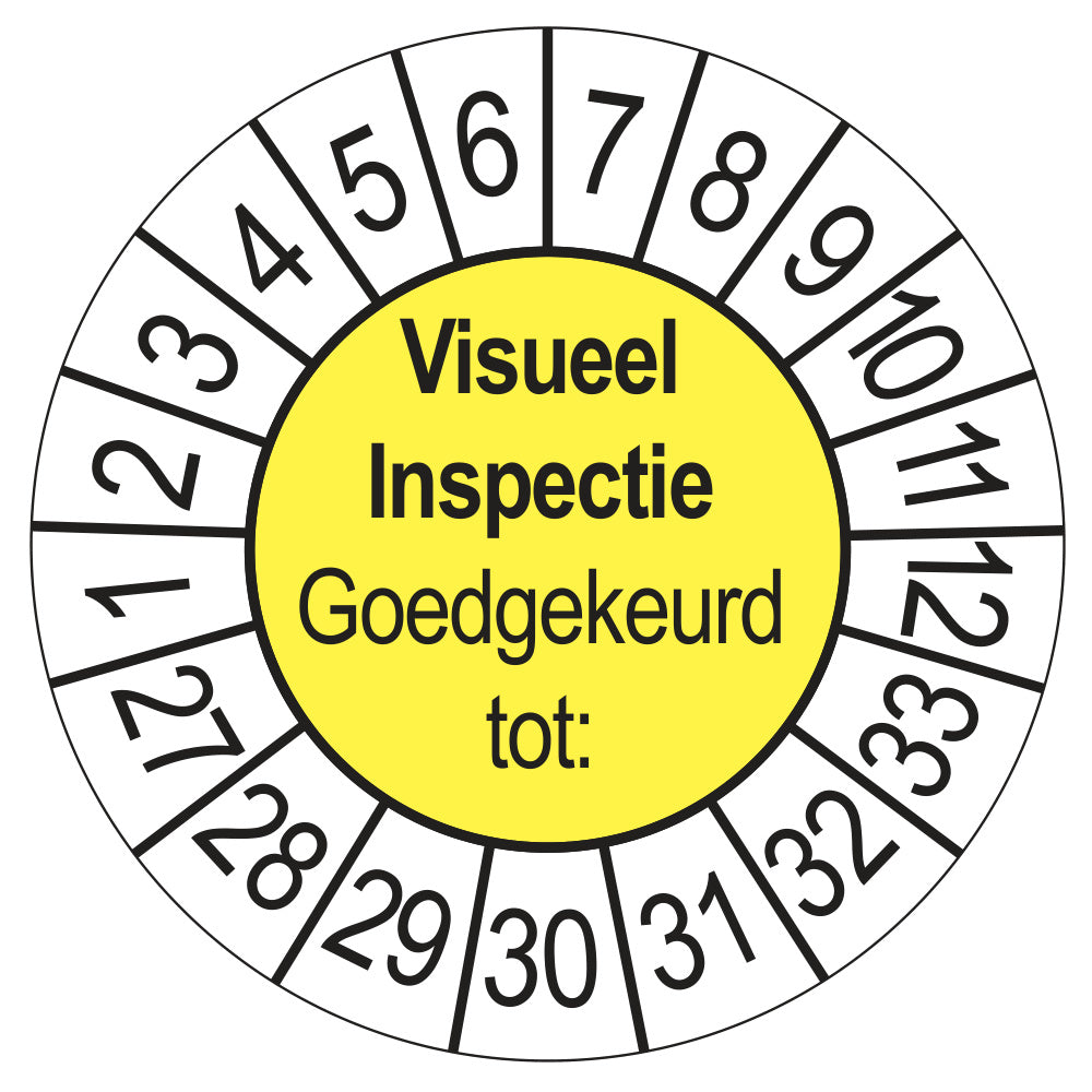 Keuringssticker Visuele Inspectie geel, Ø 35 mm